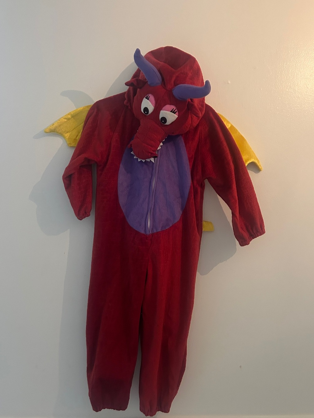 Kids Winged Dragon Halloween Costume • Warm Hooded Zippered Onesie • Unisex 4-6X